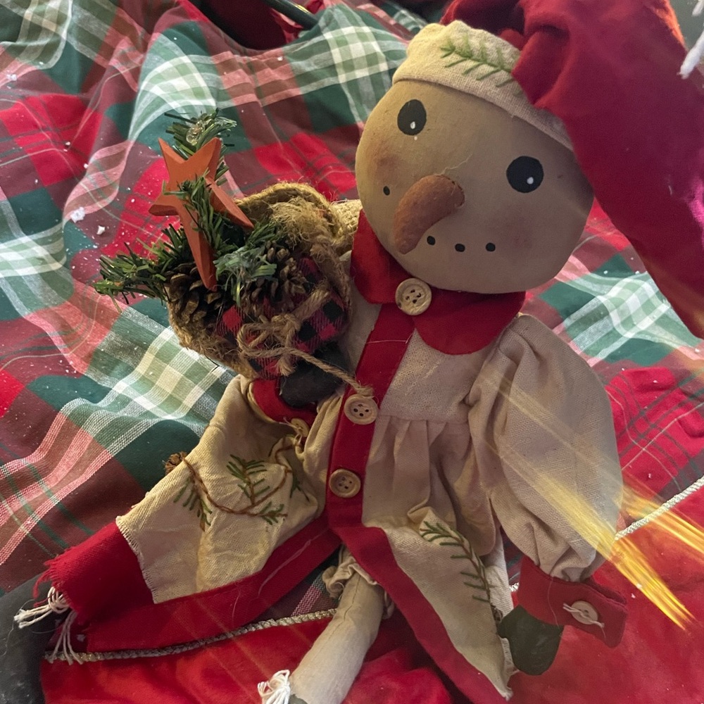 Rare 18” Vintage Christmas Raggedy Snow Ann Soft Sculpture Snow Lady Figure